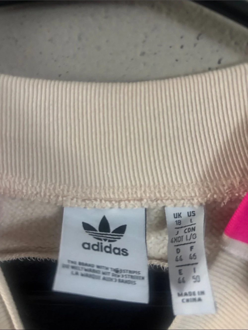 adidas Black Crewneck Sweatshirt with Blue Logo and Pink Trim